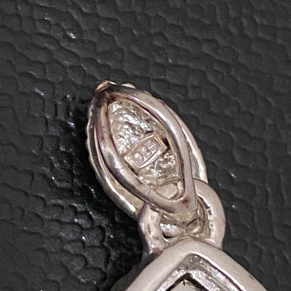 Vintage 925 Signed Sterling Silver  Teardrop Oval Black Onyx Leaf Pendant 14.5g - Picture 15 of 15